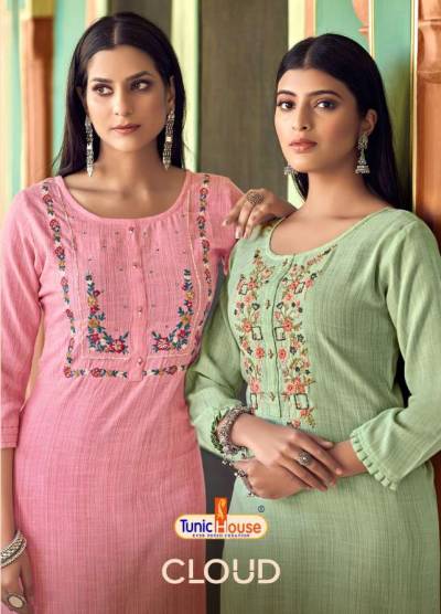 Cloud By Tunic House Designer Rayon Hand Work Kurti Collection